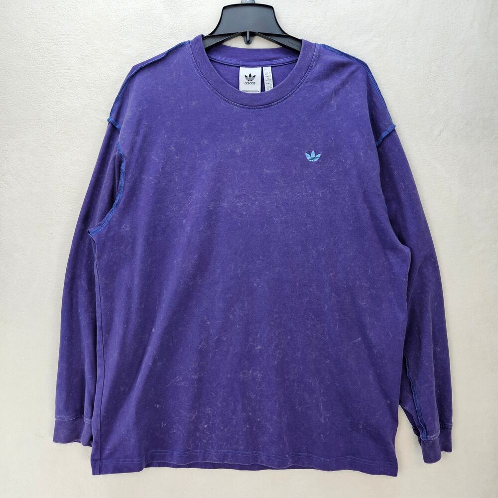 ADIDAS ORIGINALS MEN'S 2XL THICK L/S TEE SHIRT PURPLE LOOSE FIT TRIBAL PATTERN